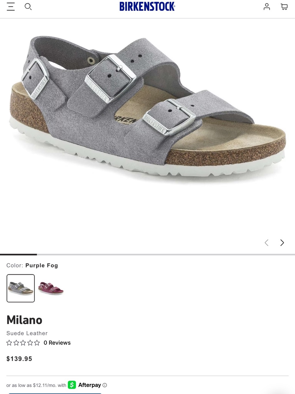 Birkenstock Milano Sandal in Purple Fog Suede